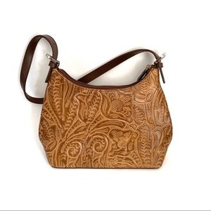 VINTAGE Embossed Leather Shoulder Bag